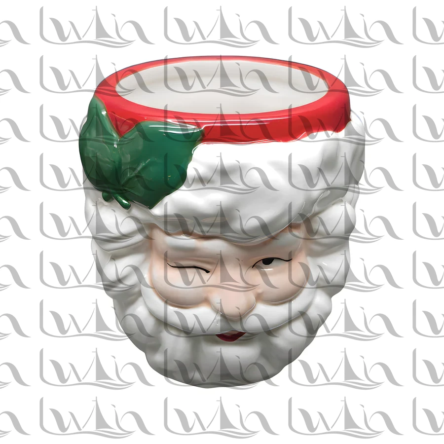 Grey Christmas Santa Ceramic Figurine