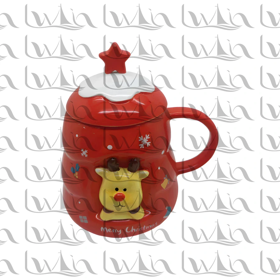 Red Christmas Ceramic Teapot