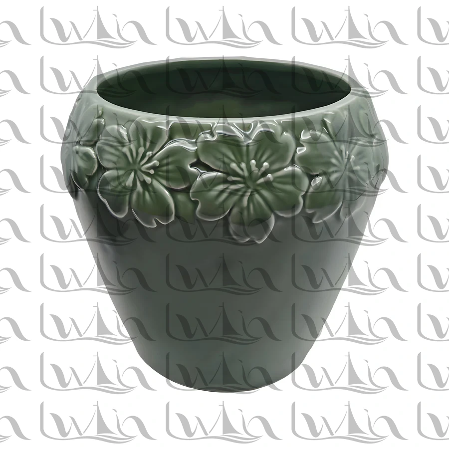 Green Ceramic Planter