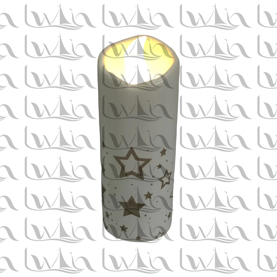 Grey Illustrated Ceramic Candle Holder Set