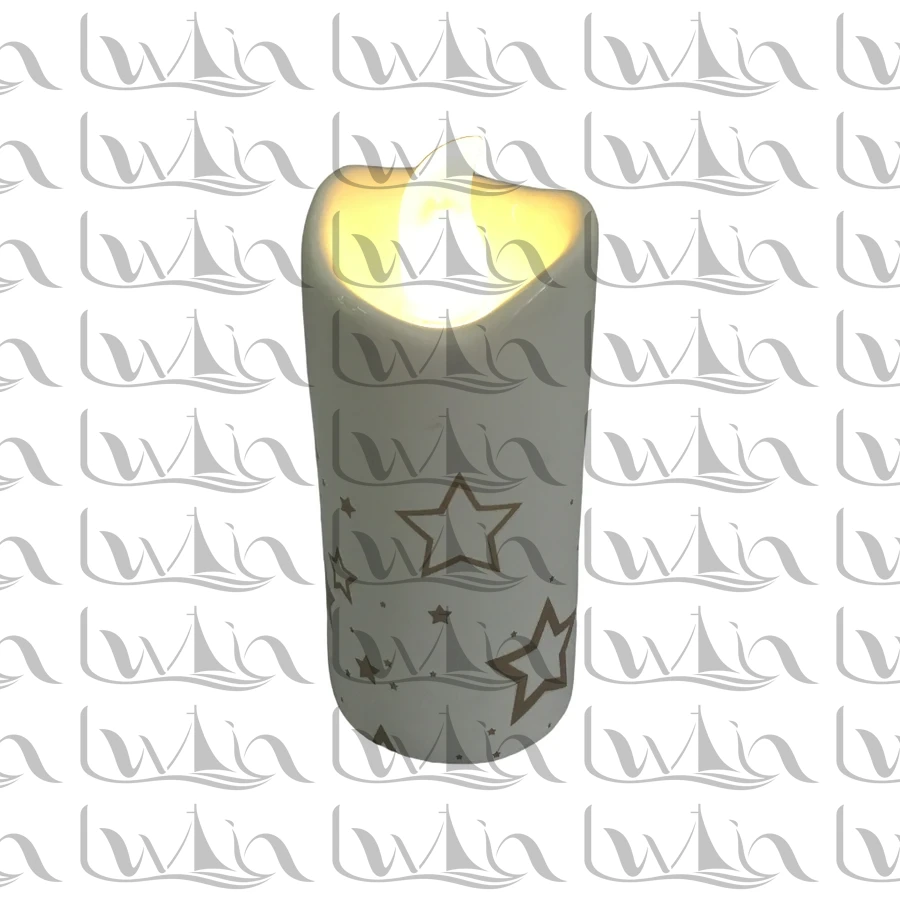 Grey Illustrated Ceramic Candle Holder Set · HM16B110148-2BJ
