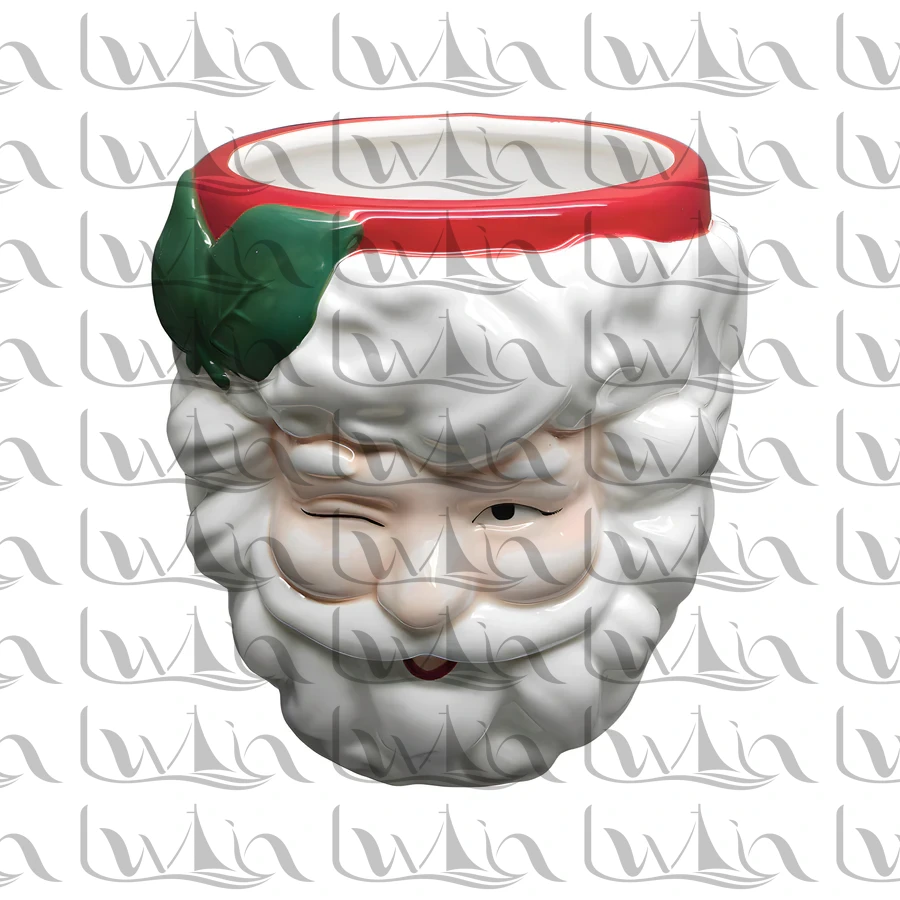 Grey Christmas Santa Ceramic Figurine