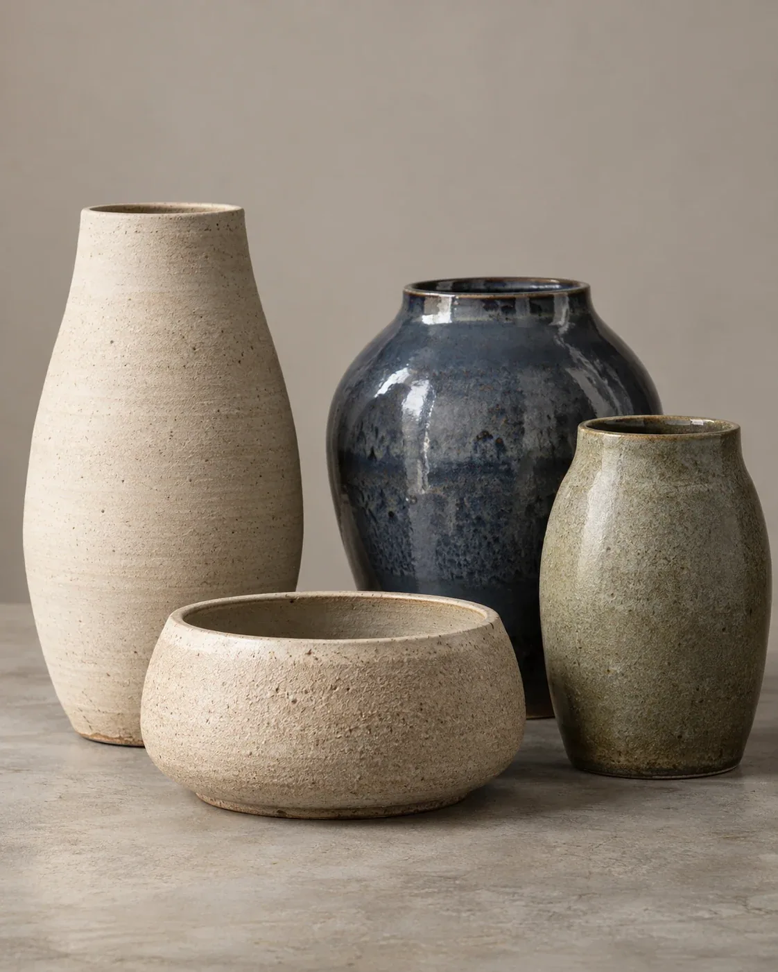 Realistic ceramic vases and planters collection