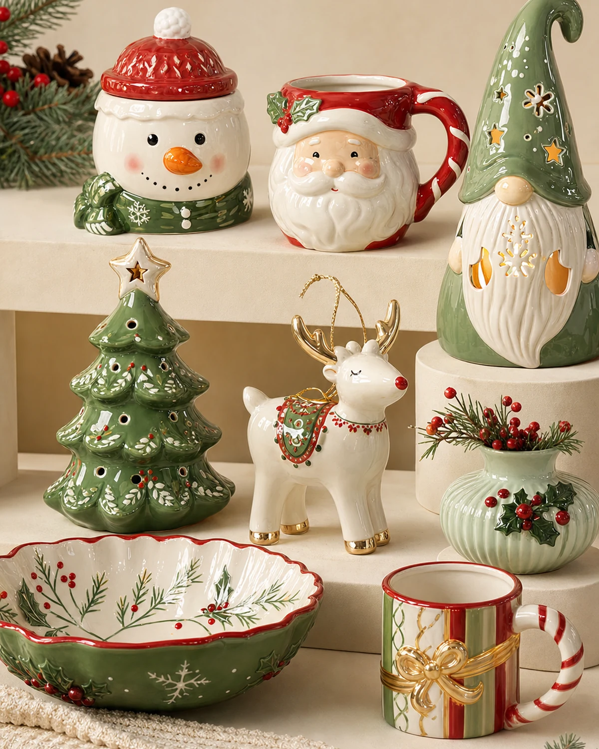 Hand-painted Christmas ceramic collection