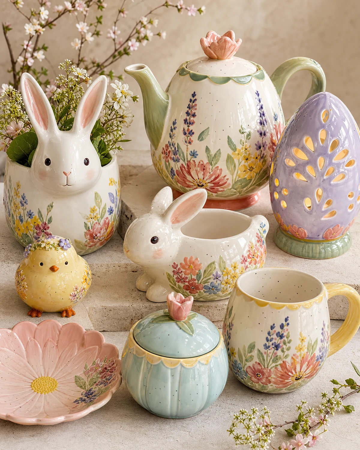Hand-painted Easter ceramic collection