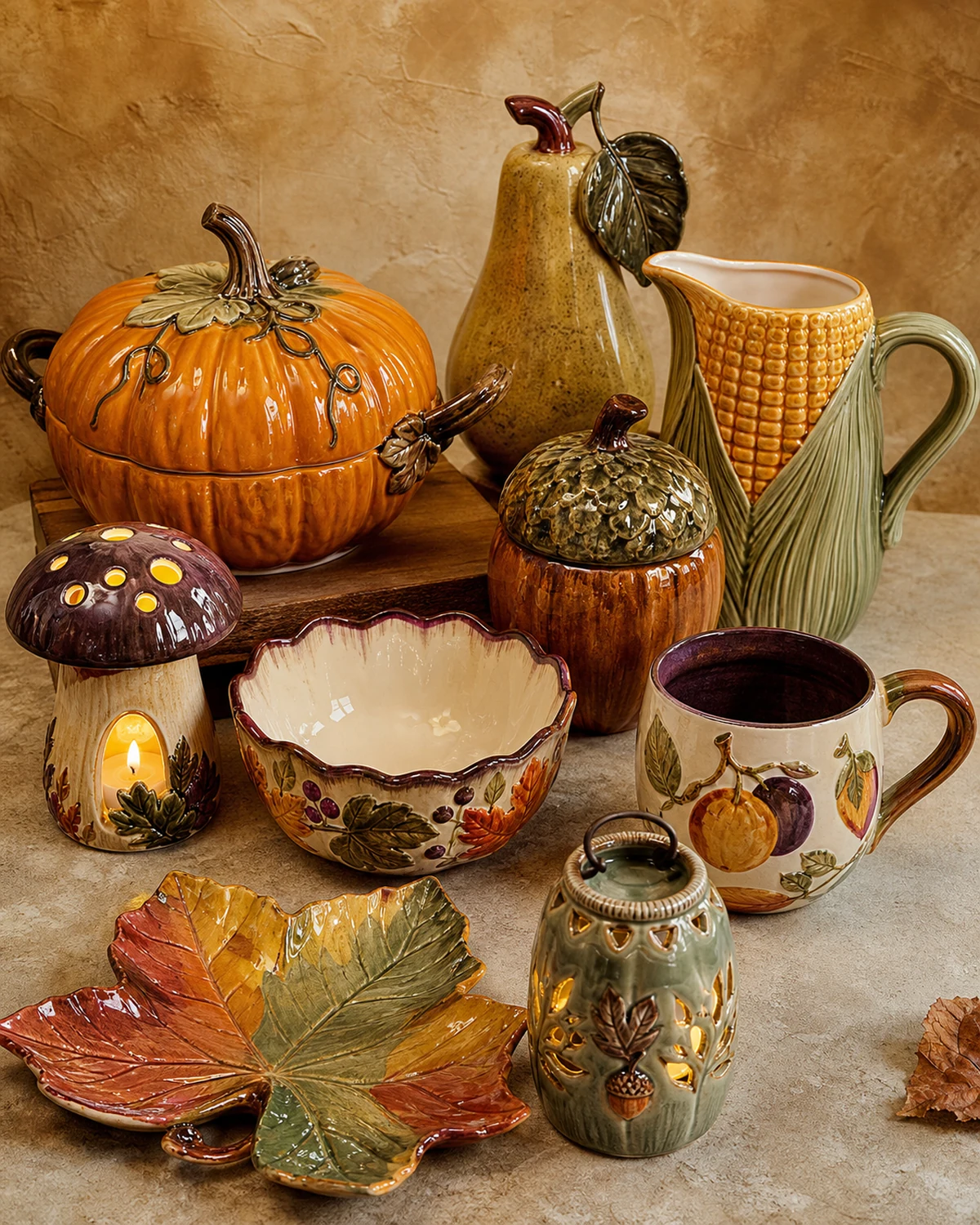 Hand-painted harvest ceramic collection