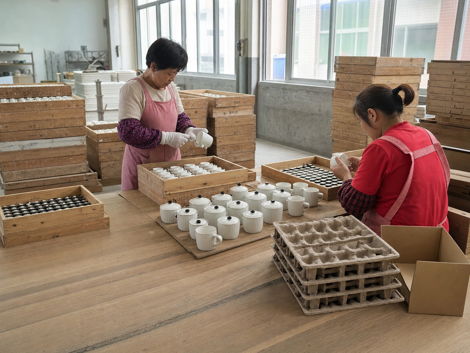 Ceramic quality inspection and export packing at LWTIN